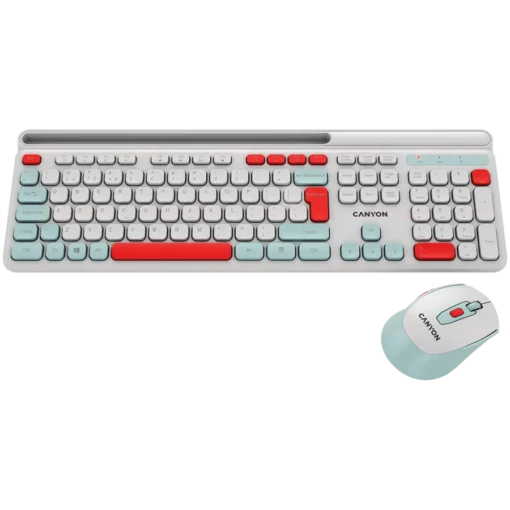 Клавиатура CANYON HSET-W5 EN Keyboard+Mouse AAA+AA Wireless White