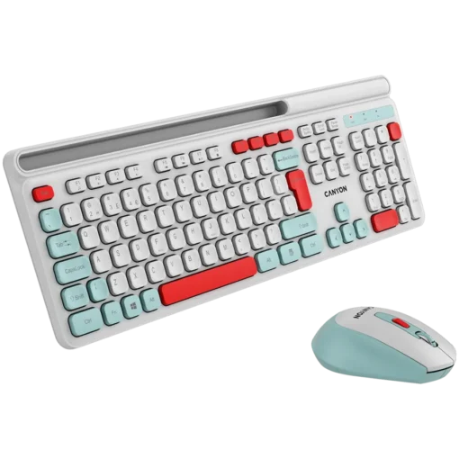 Клавиатура CANYON HSET-W5 EN Keyboard+Mouse AAA+AA Wireless White