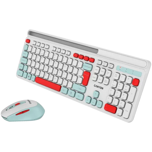 Клавиатура CANYON HSET-W5 EN Keyboard+Mouse AAA+AA Wireless White