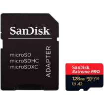 Карта памет SanDisk Extreme PRO microSDXC 128GB + SD Adapter + 2 years RescuePRO Deluxe up to 200MB/s & 90MB/s Read/Writ