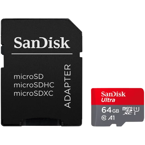 Карта памет SanDisk Ultra microSDXC 64GB + SD Adapter 140MB/s A1 Class 10 UHS-I EAN: