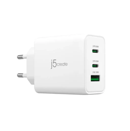 Мрежово зарядно j5create JUP3365E 65W 3 порта USB-C USB-A