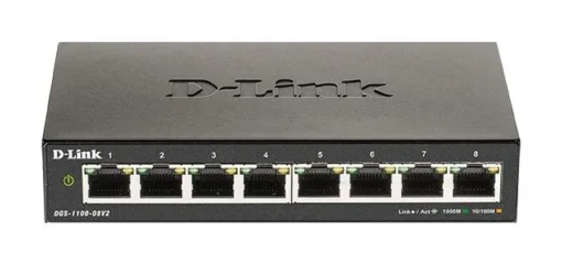 Суич D-Link DGS-1100-08V2 8 портов 10/100/1000 Gigabit Smart Switch управляем