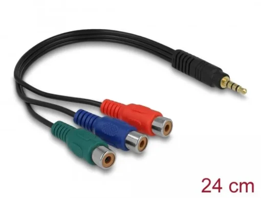 Кабел Delock 3 x RCA женско > 3.5 mm 4 pin стерео жак