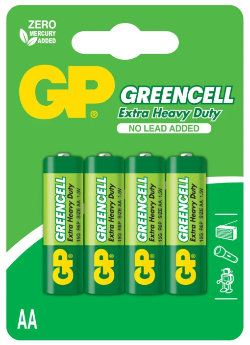 Цинк карбонова батерия GP R6  GREENCELL 15G-U4 /4 бр. в опаковка/ blister