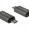 Адаптер Delock USB 2.0 Micro-B мъжко - USB Type-C женско Черен