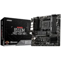 Дънна платка MSI B550M PRO-VDH WIFIm-ATXSocket AM4AMD B550 Chipset4 DIMMsDual Channel DDR4 up to 4400+(OC)MHz1x PCIe 4.0