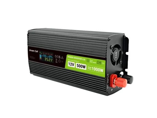 Инвертор GREEN CELL 12/220V DC/AC 500W/1000W INVGC12P500LCD  LCD Чиста