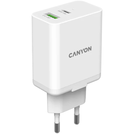 Зарядно за мобилен телефон CANYON charger H-20-03 PD 20W QC 3.0 18W USB-A USB-C