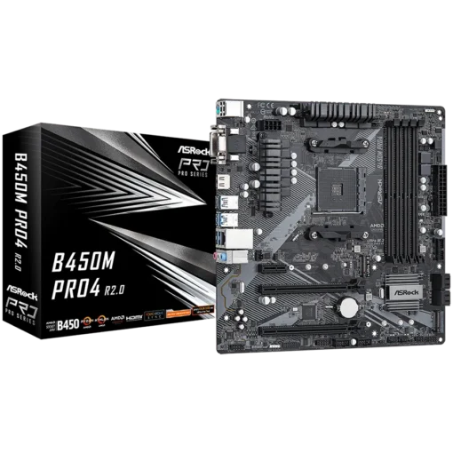 Дънна платка ASROCK Main Board Desktop B450M PRO4 (AM4 4xDDR4 1x PCIe 3.0 x16 1x PCIe 2.0 x16 1x PCIe 2.0 x1 4x SATA III