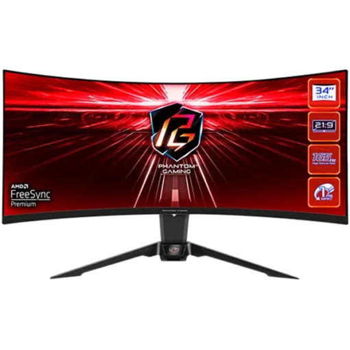 Монитор Asrock Curved Gaming Monitor 34" WQHD(3440x1440) 1500R VA 165 Hz 115% sRGB 3000:1 550 cd/m² 178º/178º 1ms (MPRT)