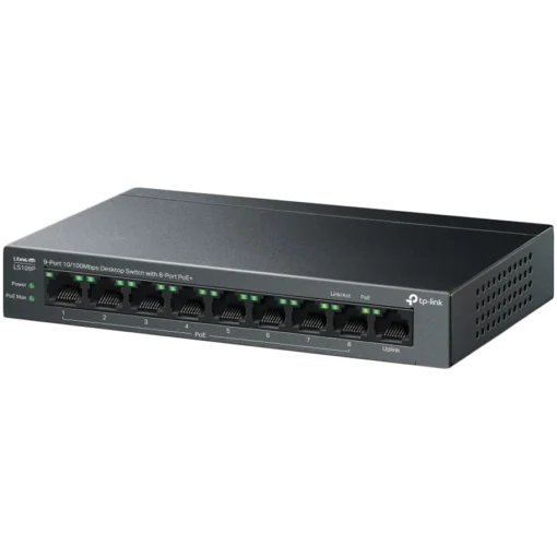 Kомутатор TP-Link LS109P 9-Port 10/100 Mbps Desktop Switch with 8-Port PoE+