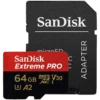 Карта памет SanDisk Extreme PRO microSDXC 64GB + SD Adapter + 2 years RescuePRO Deluxe up to 200MB/s & 90MB/s Read/Write