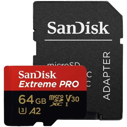 Карта памет SanDisk Extreme PRO microSDXC 64GB + SD Adapter + 2 years RescuePRO Deluxe up to 200MB/s & 90MB/s Read/Write