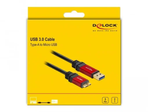 Кабел Delock USB-A мъжко – USB Micro-B мъжко