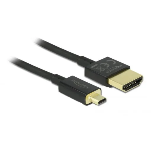 Кабел Delock  HDMI-A мъжко - Micro HDMI-D мъжко18 Gbit/s 4K 0.5 м Черен