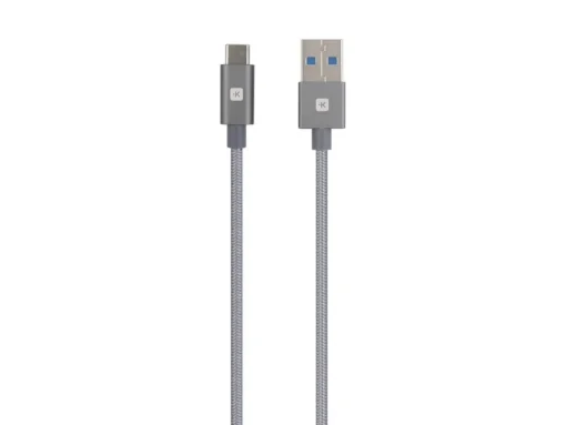 Кабел Skross USB-A - USB-C Метална оплетка 1.20 м Сив