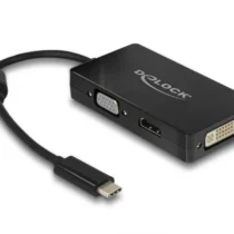 Адаптер 3 в 1 Delock 63925 USB-C мъжко - VGA DVI HDMI женско Черен