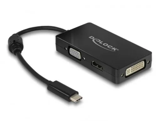 Адаптер 3 в 1 Delock 63925 USB-C мъжко - VGA DVI HDMI женско Черен