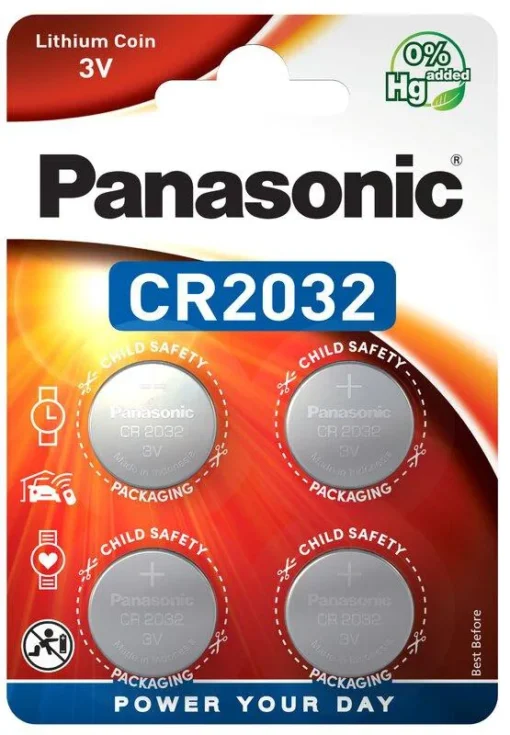 Бутонна батерия литиева PANASONIC CR2032 3V 4 бр. в блистер /цена за 4