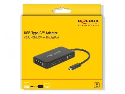 Адаптер 4 в 1 Delock 63929 USB-C мъжко – VGA / DVI / DP / HDMI женско