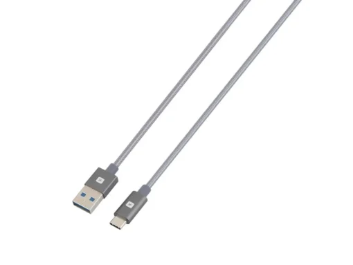 Кабел Skross, USB-A - USB-C, Метална оплетка, 1.20 м, Сив - Image 2