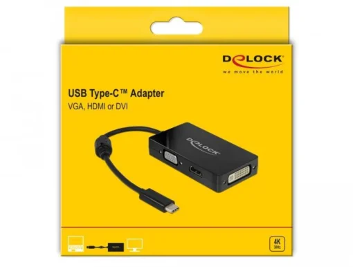 Адаптер 3 в 1 Delock 63925 USB-C мъжко – VGA DVI HDMI женско