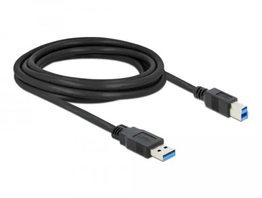 Кабел Delock USB-A мъжко - USB-B мъжко 3 м USB3.0 Екраниран Черен