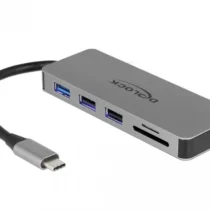 Докинг станция Delock USB-A USB-C HDMI SD Micro SD PD 4K Подсветка