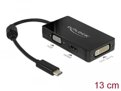 Адаптер 3 в 1 Delock 63925 USB-C мъжко – VGA DVI HDMI женско