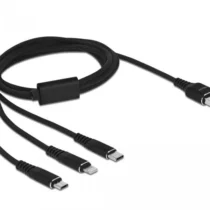 Кабел за зареждане Delock  3 в 1 USB - Lightning Micro USB- USB-C 1м