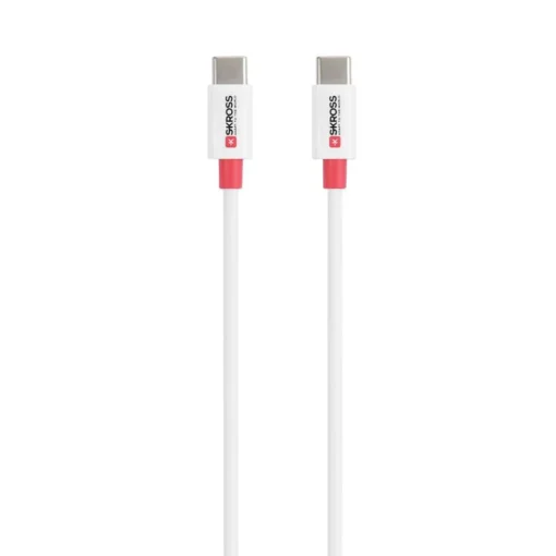 Кабел Skross USB-C - USB-C 2.0 мъжко 1.20 м Бял