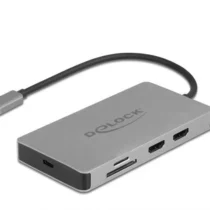 Докинг станция Delock USB-C - Dual HDMI USB 3.2 SD LAN PD3.0 Сива