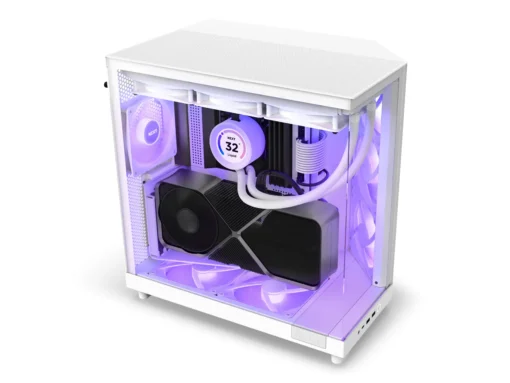 Кутия за компютър NZXT H6 Flow RGB Matte White – Middle