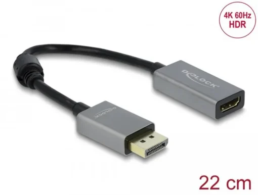 Адаптер Delock DisplayPort 1.4 мъжко - HDMI женско 4K 60 Hz (HDR)