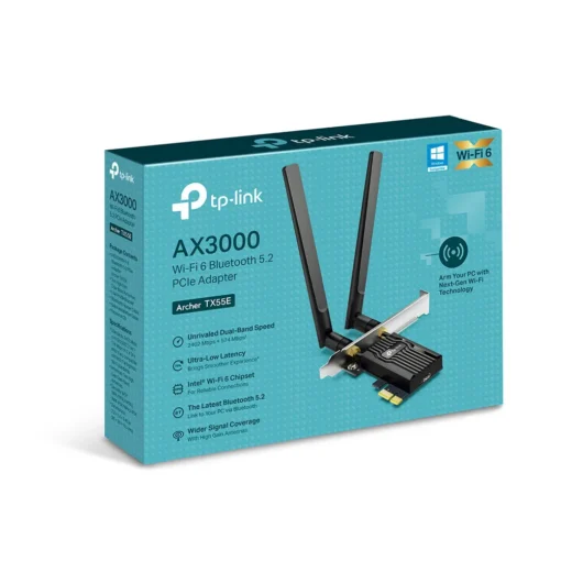 2-лентов Bluetooth 5.2 Wi-Fi6 PCIe адаптер TP-Link Archer TX55E