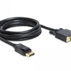 Кабел Delock DisplayPort мъжко - DVI мъжко 2 м. Черен