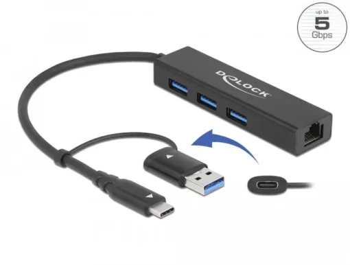 USB хъб 3 порта 3.2 Gen 1 DELOCK-64149