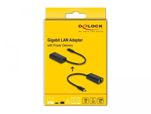 Мрежова карта Delock 61026 USB-C - RJ45, USB 3.2 Gen 1 RTL8153B, Gigabit Ethernet, PD 3.0 - Image 4