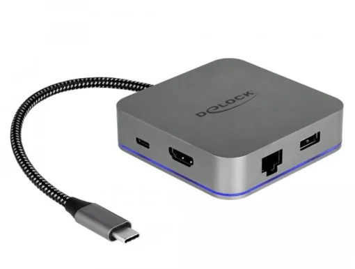 Докинг станция Delock USB-A USB-C HDMI Gigabit LAN PD Подсветка