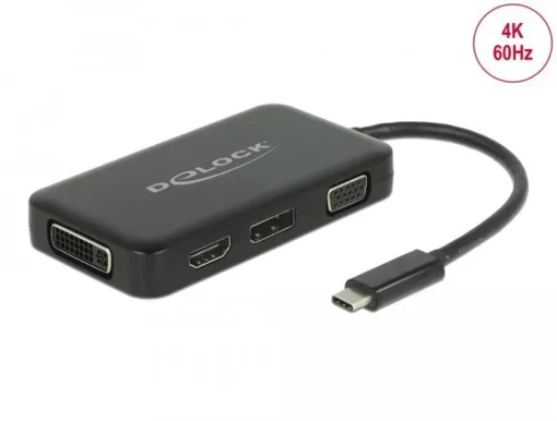 Адаптер 4 в 1 Delock 63929 USB-C мъжко – VGA / DVI / DP / HDMI женско