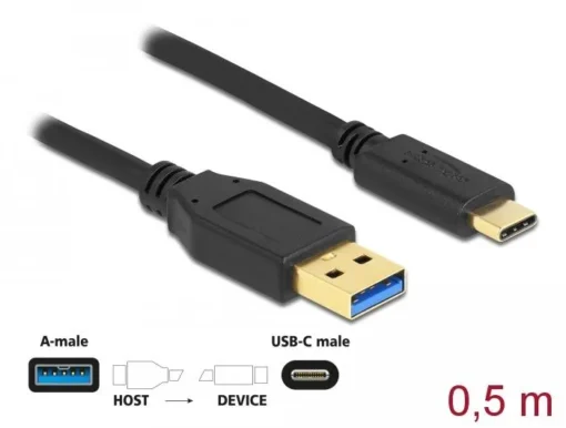 Кабел Delock USB-C мъжко - USB 3.2 A мъжко 0.5 м