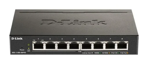 Суич D-Link DGS-1100-08PV2/E 8 портов PoE 10/100/1000 Gigabit Smart Switch управляем за монтаж в