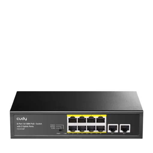 Суич Cudy FS1010P 8 портов 10/100 PoE+ Switch 120W 2 x Uplink порта