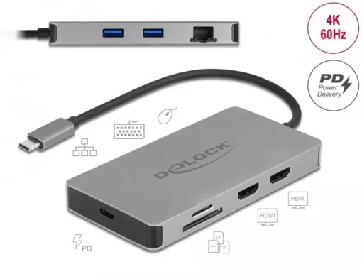 Докинг станция Delock USB-C – Dual HDMI