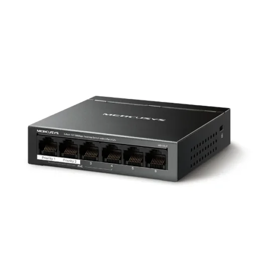 6-портов настолен комутатор Mercusys MS106LP 10/100 Mbps със 4 PoE+