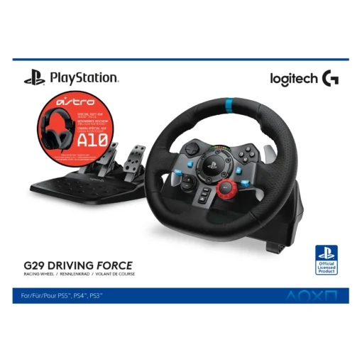 Волан Logitech Driving Force G29 PS3/PS4/PS5/PC в комплект с геймърски слушалки Astro