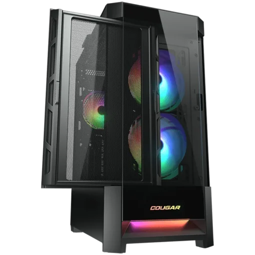 Кутия за компютър COUGAR | Duoface RGB Black | PC Case | Mid Tower / Airflow Front Panel / 2 x 140mm & 1x 120mm ARGB Fans incl. / TG Left