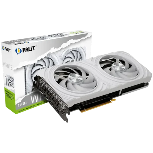 Видео карта Palit RTX 4060Ti White 8GB GDDR6 128 bits 2310/2535 Mhz 1x HDMI 2.1a 3x DP 1.4a two fan 1x 8-pin Power conne