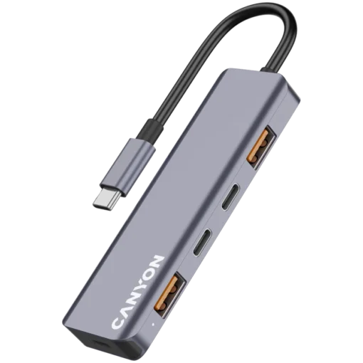 USB хъб CANYON hub DS-18 5in1 USB-C Grey